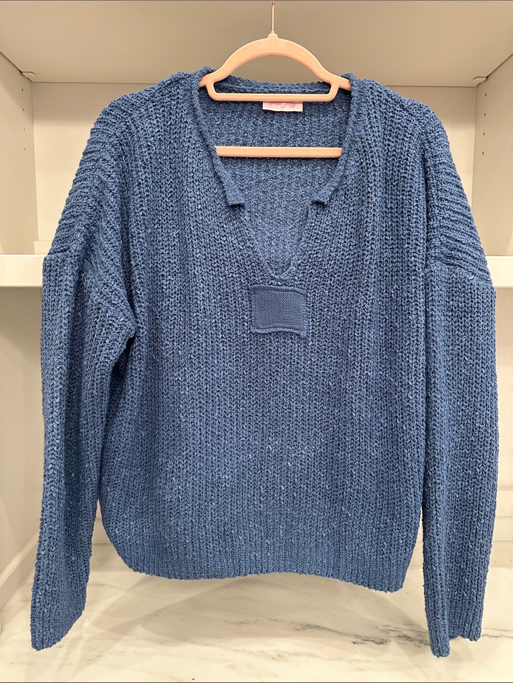 Pink Lily small blue v-neck sweater.  Like new